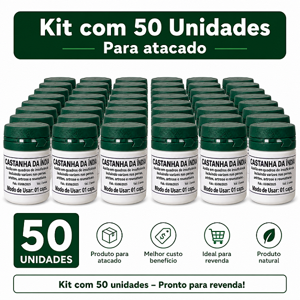 Kit 50 Atacado Castanha Caseira da Índia Original