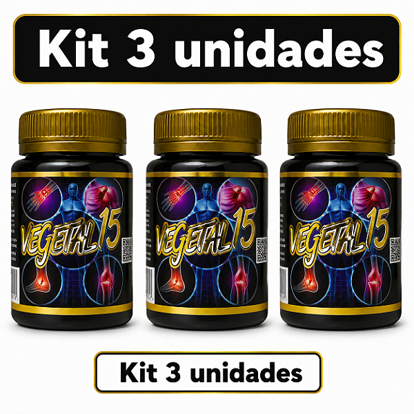 Kit 3 Vegetal 15 com 15 Cápsulas Sem Sabor Vegano