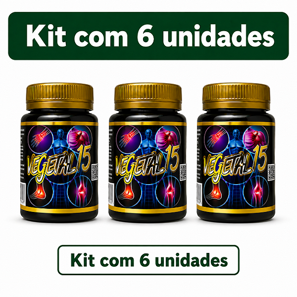 Kit 6 Vegetal 15 com 15 Cápsulas Sem Sabor Vegano