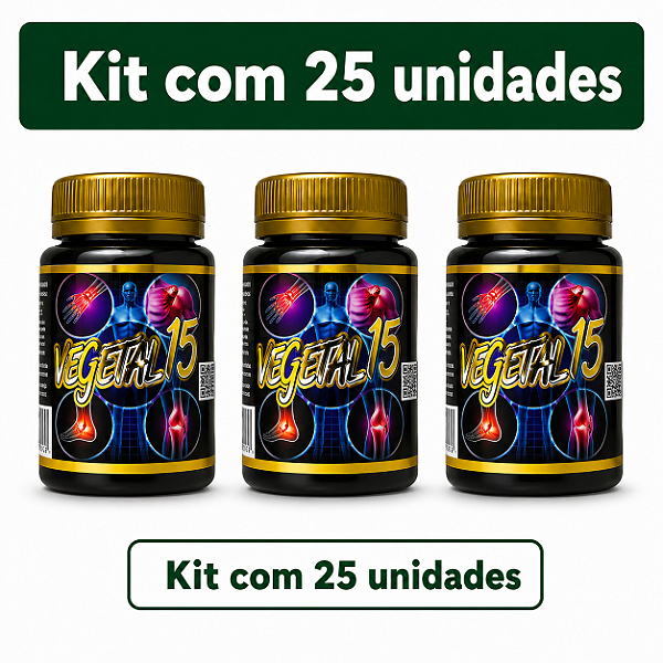 Kit 25 Atacado Vegetal 15 com 15 Cápsulas Sem Sabor Vegano