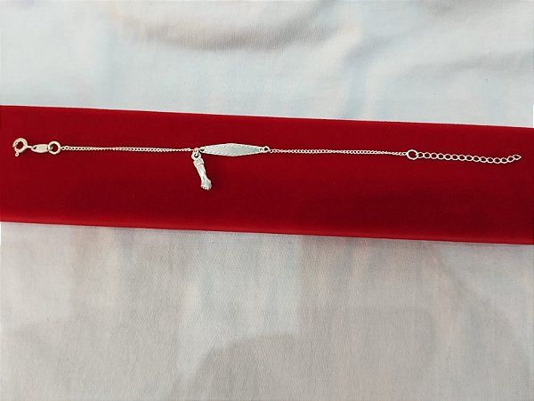 Pulseira Infantil Placa e Figa – Prata 925