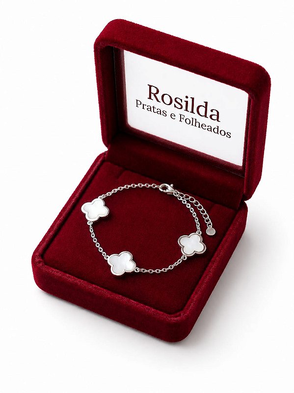 Pulseira Feminina Trevo Branco