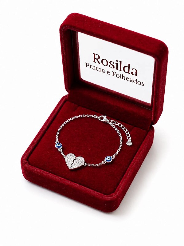 Pulseira Feminina Olho Grego Coração