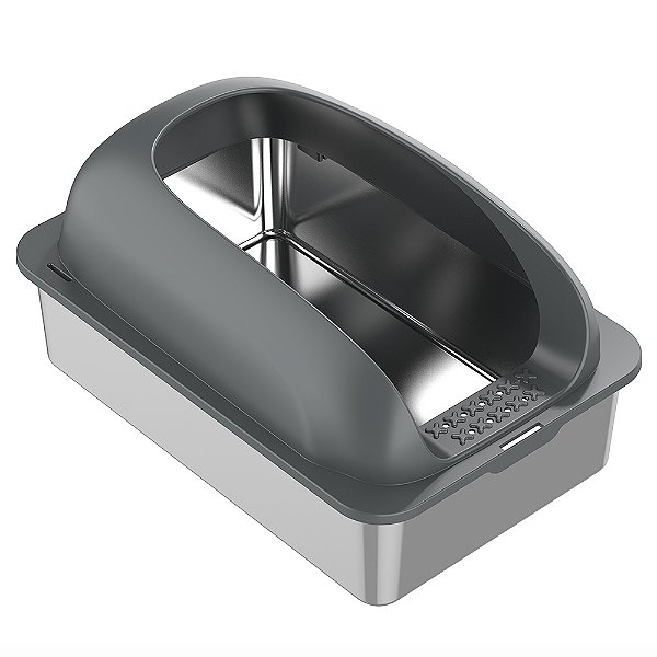 Caixa de Areia para Gatos Grande Semi-Fechada de Aço Inox NewPet