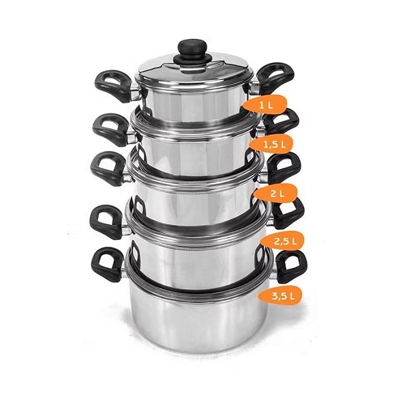 Kit 5 panelas 14cm,16cm,18cm,20cm e 22cm