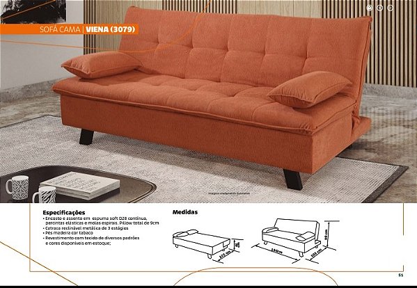 Sofá Cama Viena - Conforto e Estilo para Seu Espaço