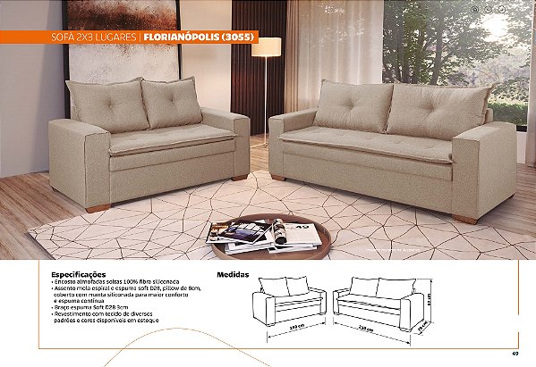 Jogo de Sofá 2 e 3 lugares Florianópolis (3055)