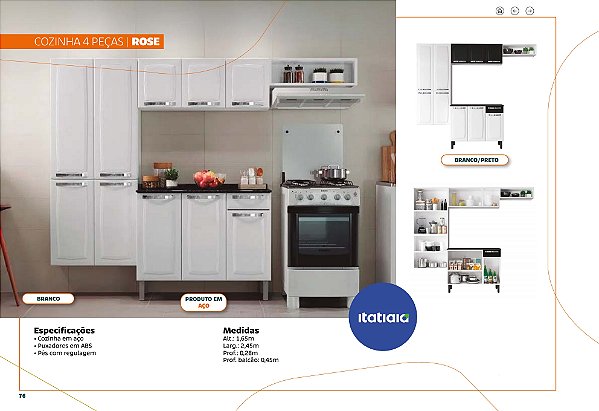 Cozinha Itatiaia Rose 4 Peças Aço Branca