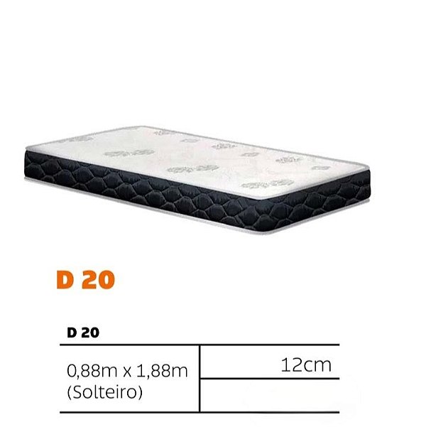 Colchão solteiro toraflex tensidade D20 de 12 CM de espessura.