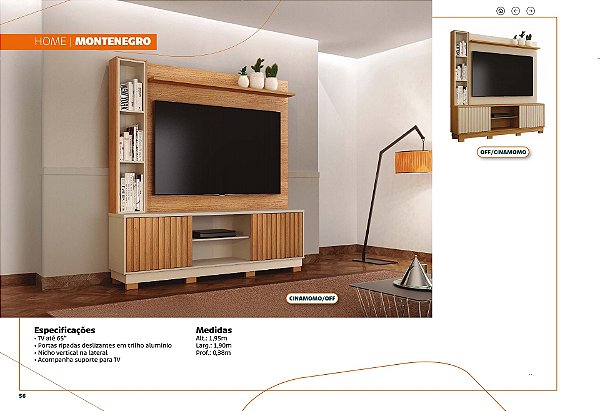 Estante Home Montenegro para TV Cinamomo Off
