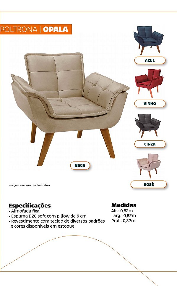 Poltrona opala tecido Diversos Padrões pés palito em eucalipto