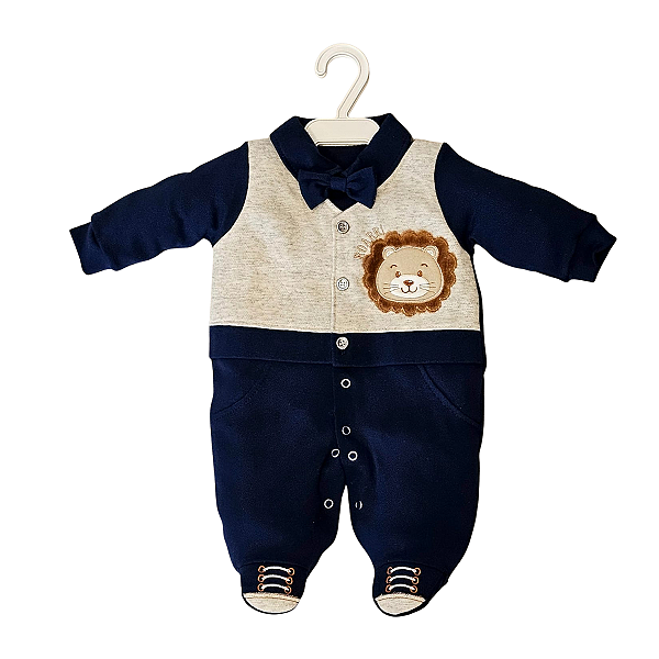 Macacão Bebê Menino 100% Algodão Suedine - Azul