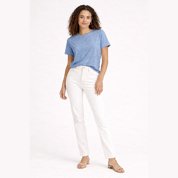 Blusa Azul Mescla Básica Feminina Algodão