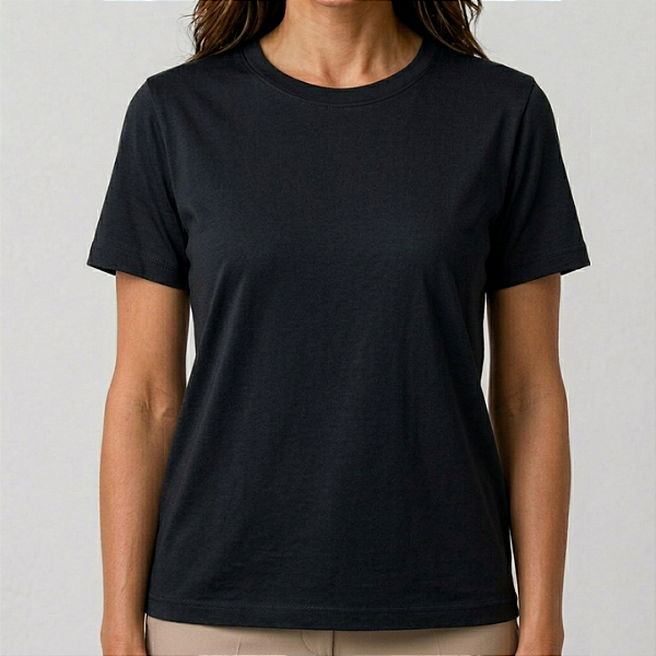 Blusa Preta Lisa Básica Feminina Algodão