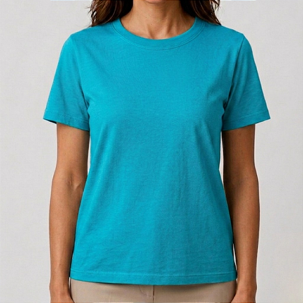 Blusa Azul Céu Lisa Básica Feminina Algodão