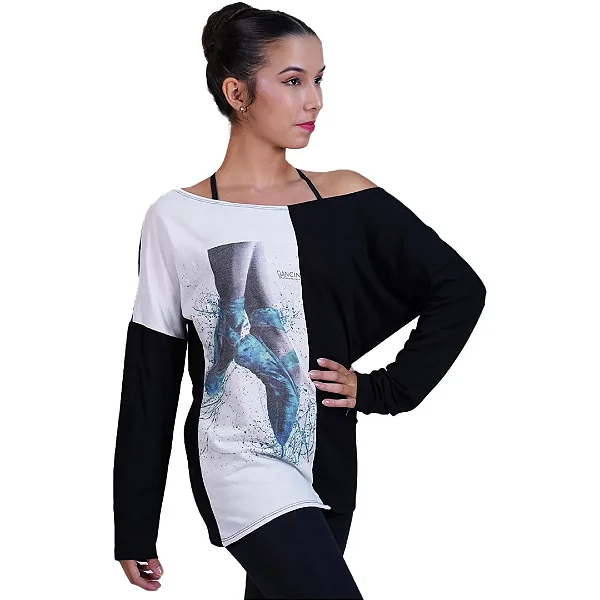 Blusa manga comprida moletinho unissex (sapatilha azul)