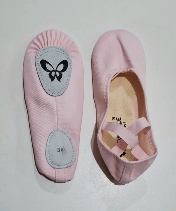 Sapatilha meia ponta infantil em lona sola dividida elástico cruzado