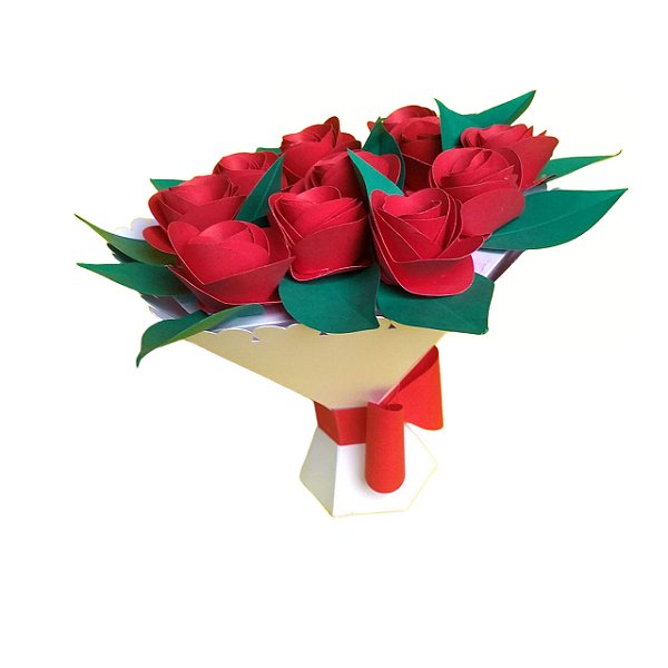 Caixa Buquê de Papel Artesanal com Rosas