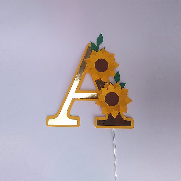 Topo de Bolo Alfabeto Girassóis (A-Z)