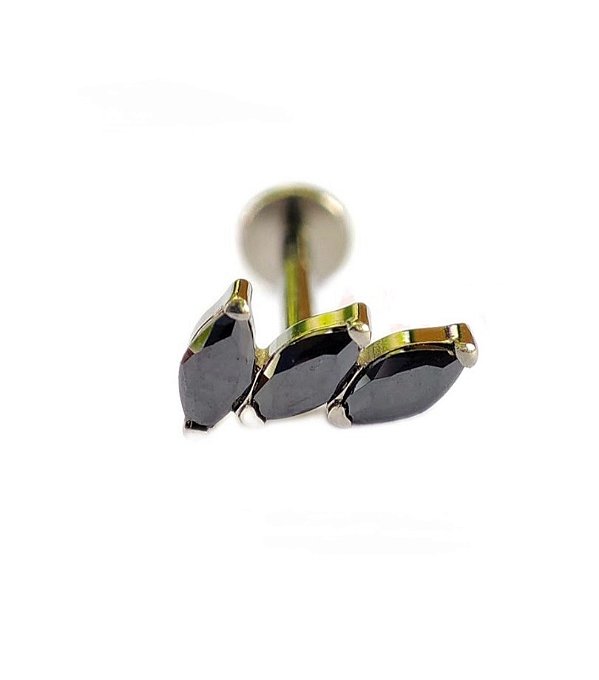 Labret Folhas Zircônia Black