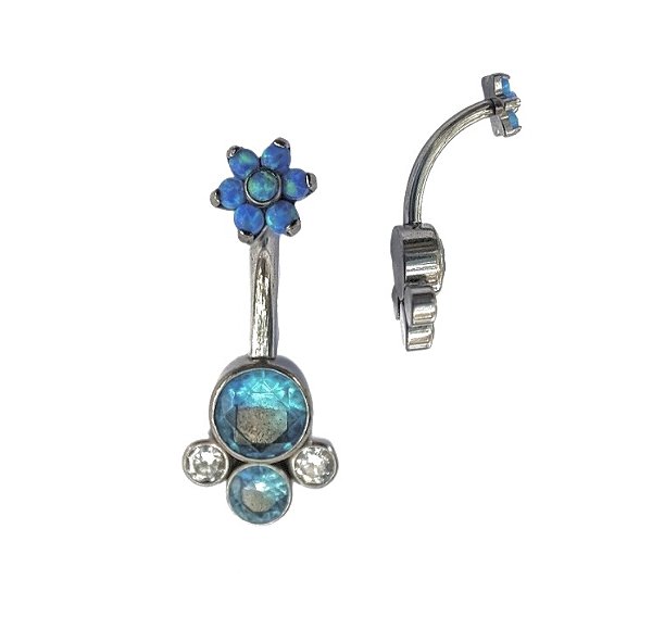 Navel Topo Flor Azul