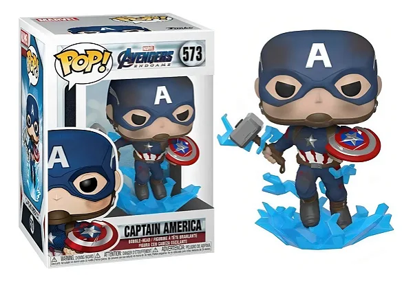 FUNKO POP!: MARVEL AVENGERS ENDGAME - CAPTAIN AMERICA #573 (ORIGINAL) - CX DE ACRÍLICO