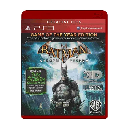 BATMAN: ARKHAM ASYLUM - GAME OF THE YEAR EDITION - GREATEST HITS - PS3 - SEMINOVO
