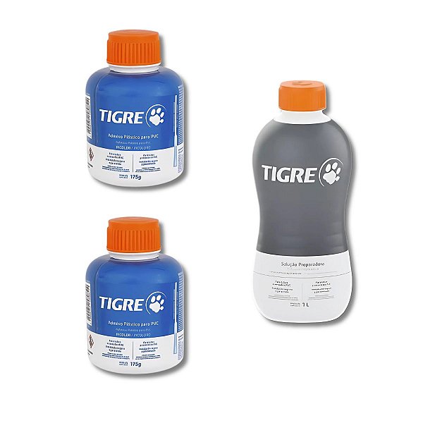 Kit 2 Adesivos Tigre 175g + Solução Limpadora Tigre