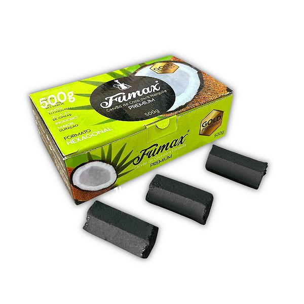 Carvão Coco Fumax 500g - Sabor Intenso e Pouca Cinza