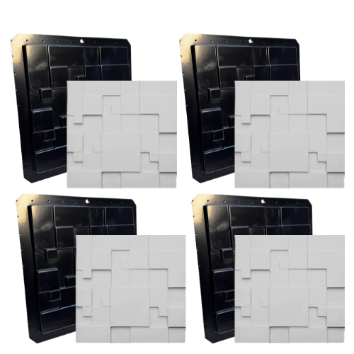 CONJUNTO 4 MOLDES 3D GESSO E CIMENTO Abs MINE METROPOLE Ref. 1073