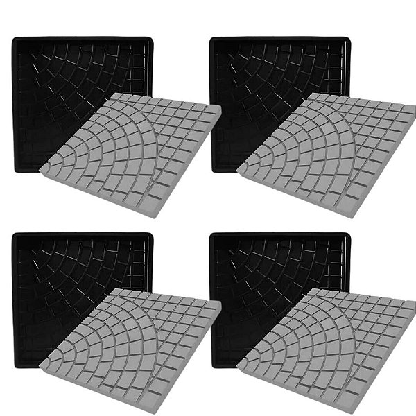 KIT 4 MOLDES PISO DE CALÇADA TRABALHADO 40 x 40 cm