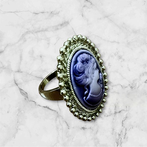 Anel de Resina Roxo com Base Dourada