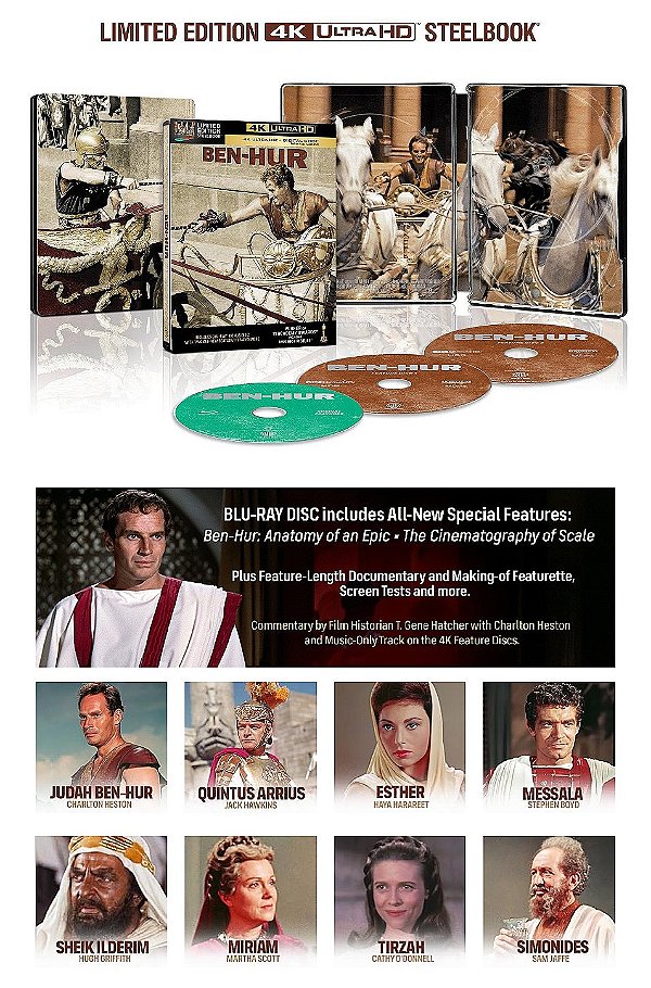 Ben-Hur - Steelbook (4K UHD + Blu-ray + Disco Bônus, 1959)