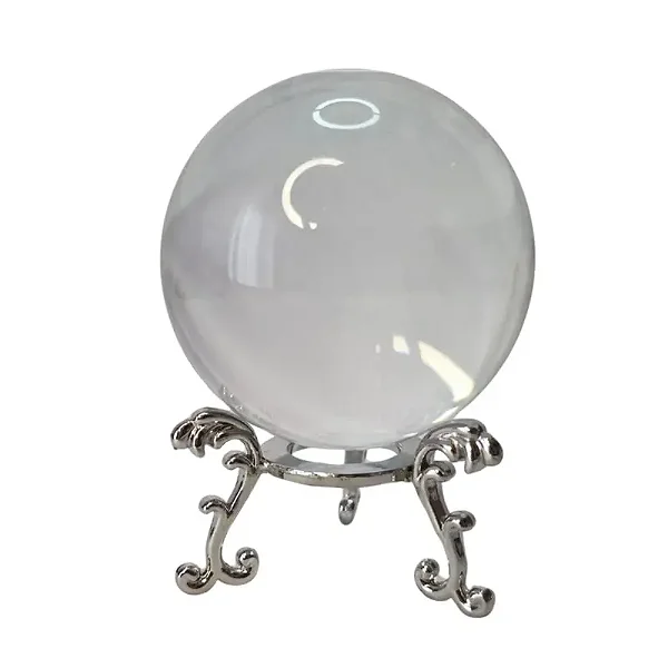 Bola de Cristal Pequena Base Prata – 6cm