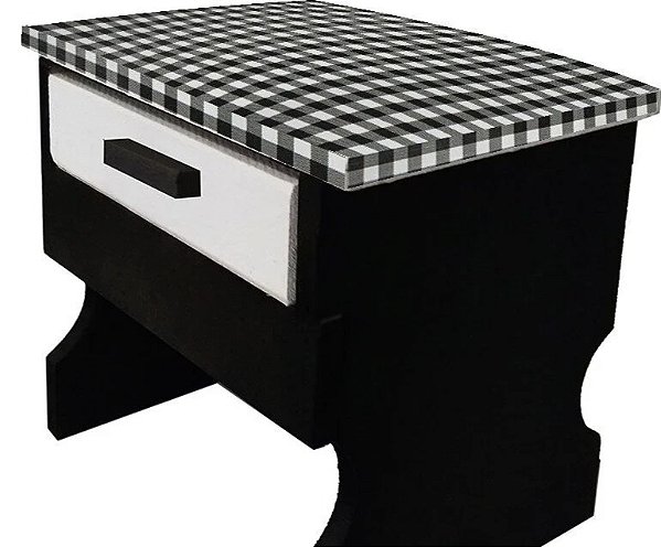 Banquinho De Preto Velho - Estofado com Gaveta