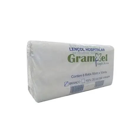LENCOL HOSPITALAR GRAMPEL BRANCO 50X50CM C/6R