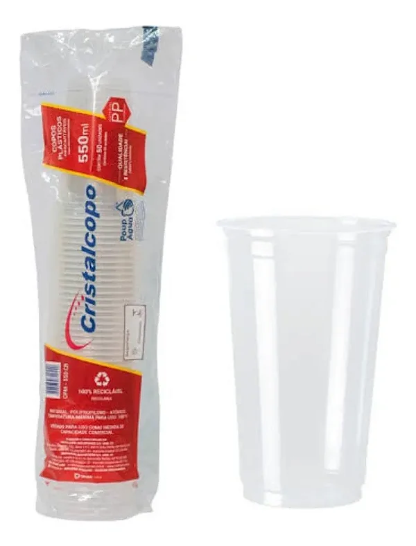 COPOS PP 550ML CR C/100UND - CRISTALCOPO