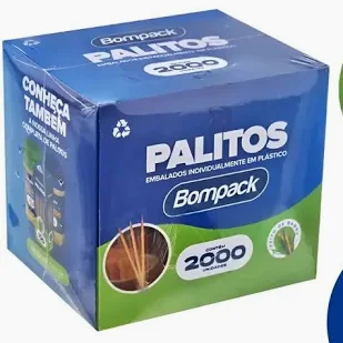 Palito de Bambu Embalado Individualmente 2000un Bompack