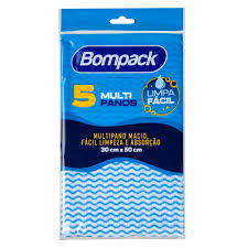 Pano plus limp.leve azul 30x50 c/5panos Bompack