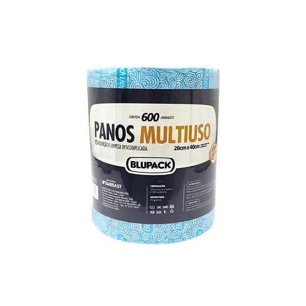 Bobina Slim Limp.Leve 28x240 Azul c/600 panos Blupack