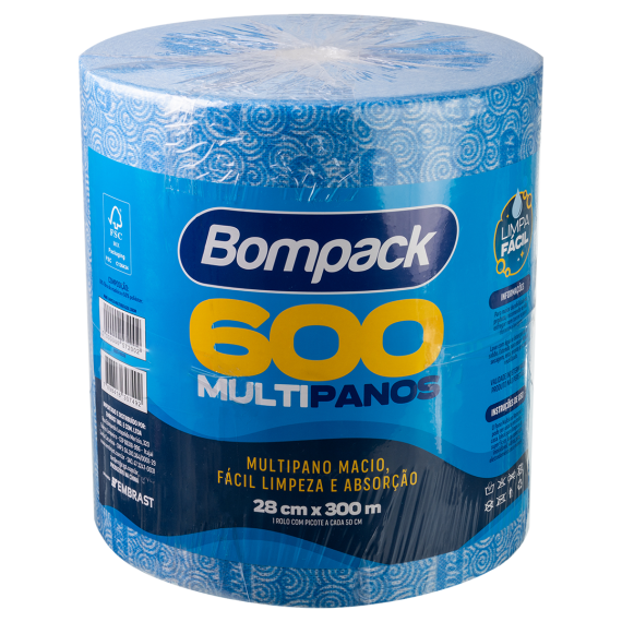 Bobina Slim Limp.Leve 28x300 Azul c/600 panos Bompack