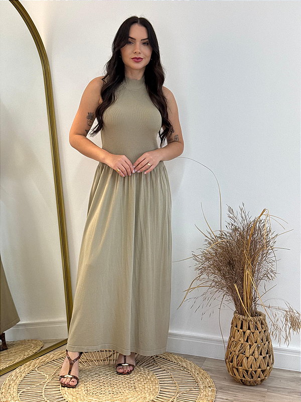 Vestido cintura baixa tricô Ana