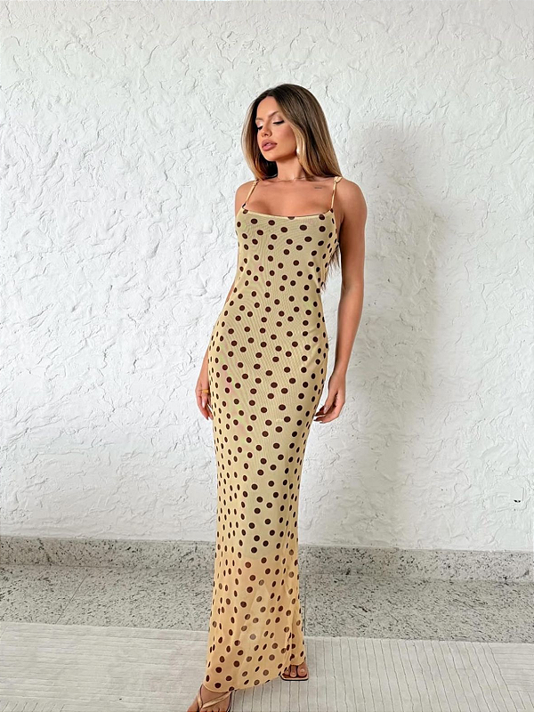 Vestido midi tule poá Mariana