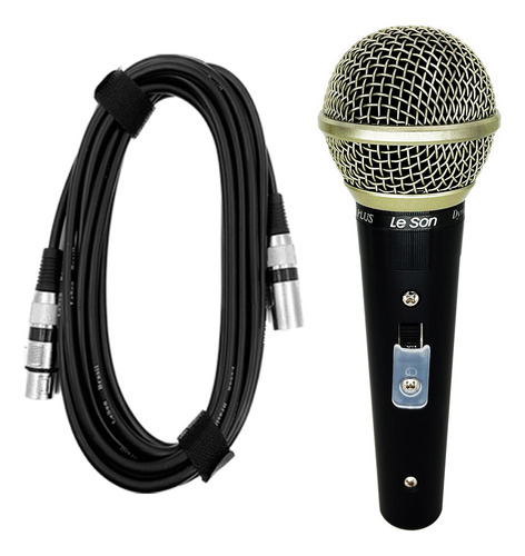 Microfone Profissional Le Son Sm/58 Plus Cabo Xlr Cor Preto