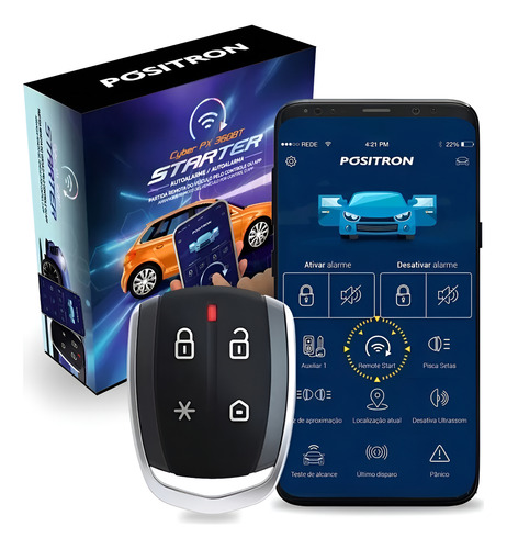 Alarme Automotivo Cyber Px360 Bt Starter Sensor Presença Pos