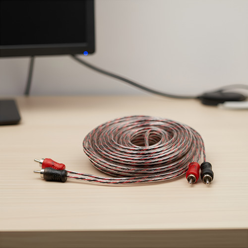 Cabo Rca 1 Metro Injetado Blindado Cristal Som Automotivo