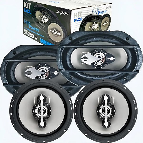 Kit Fácil Le Son Alto Falantes 6x9 E 6 Polegadas 280w Porta Tampão Preto
