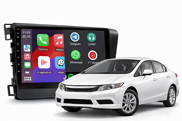 Multimidia C/ Moldura Civic G9 12/16 9 Pol Android Auto Carplay 2gb/64gb