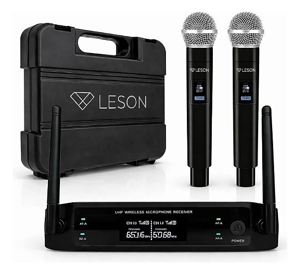 Microfones Sem Fio Leson Ls902 Profissional Digital IgrejaC/ Maleta Para Transporte