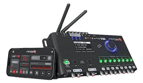 Processador Equalizador Stetsom Stx2496 Bt 8 Canais Rca E Fio Fm Usb